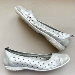Cellini Spirit Metallic Silver Italian‎ Leather Ballet Flat Women EU 41 US 10